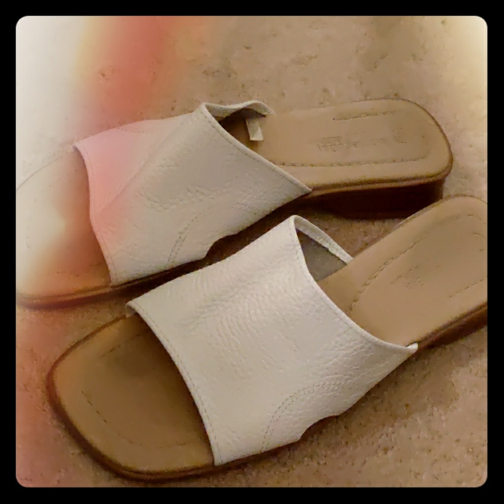 White Leather Flats